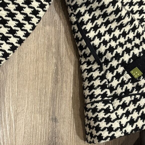Soia & Kyo Coat Womens Large Black White Wool Blend Houndstooth Jacket - Picture 9 of 14